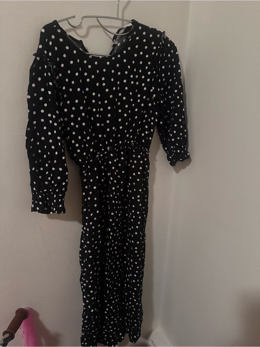 Primark Black and White Polka Dot Long Sleeve Dress